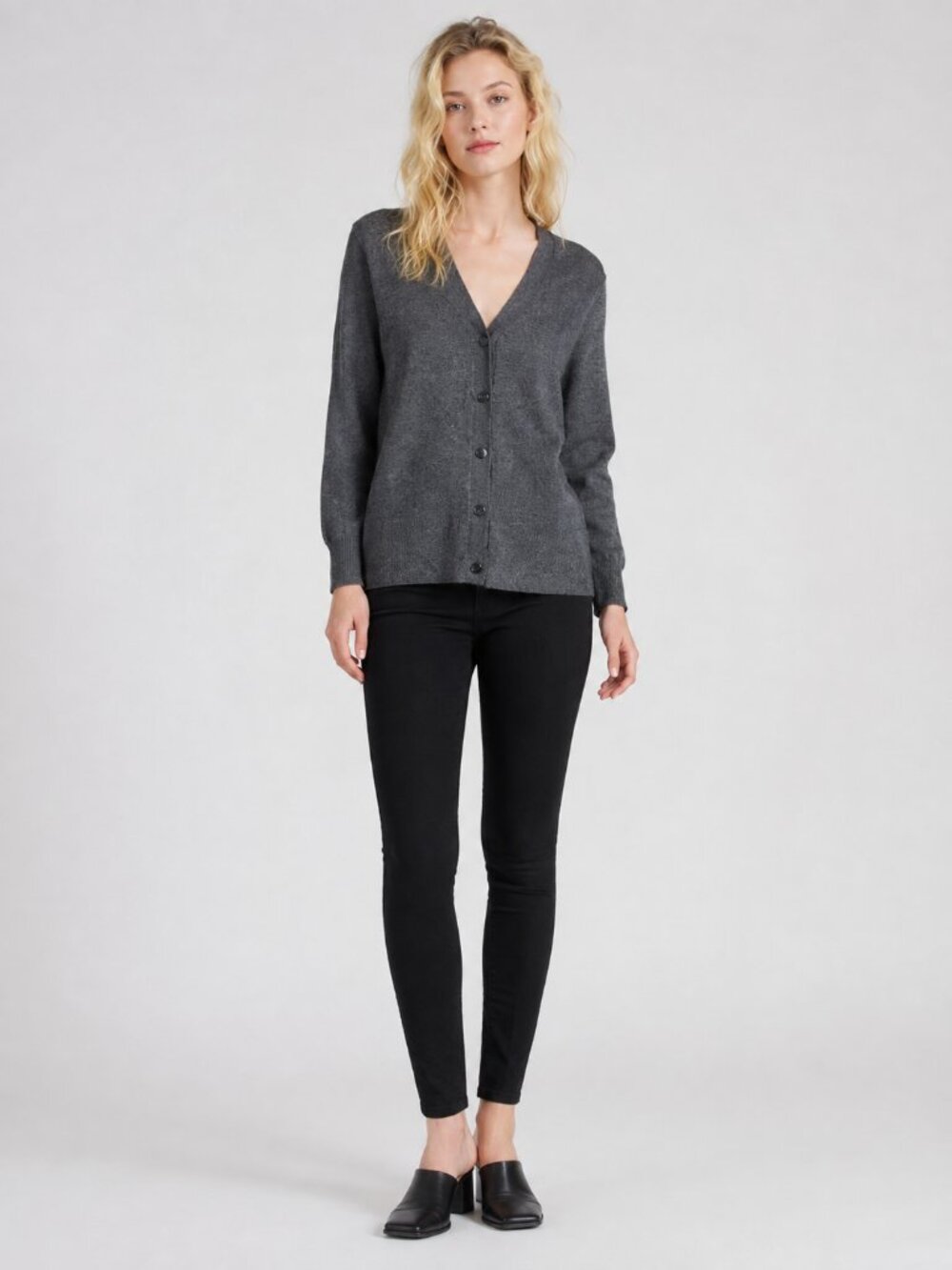 2/$30 LOFT V-Neck Cardigan Blouson Elbow Sleeve Heather Gray XS #A0219 TRB2